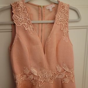 Pink summer dress with lace applications